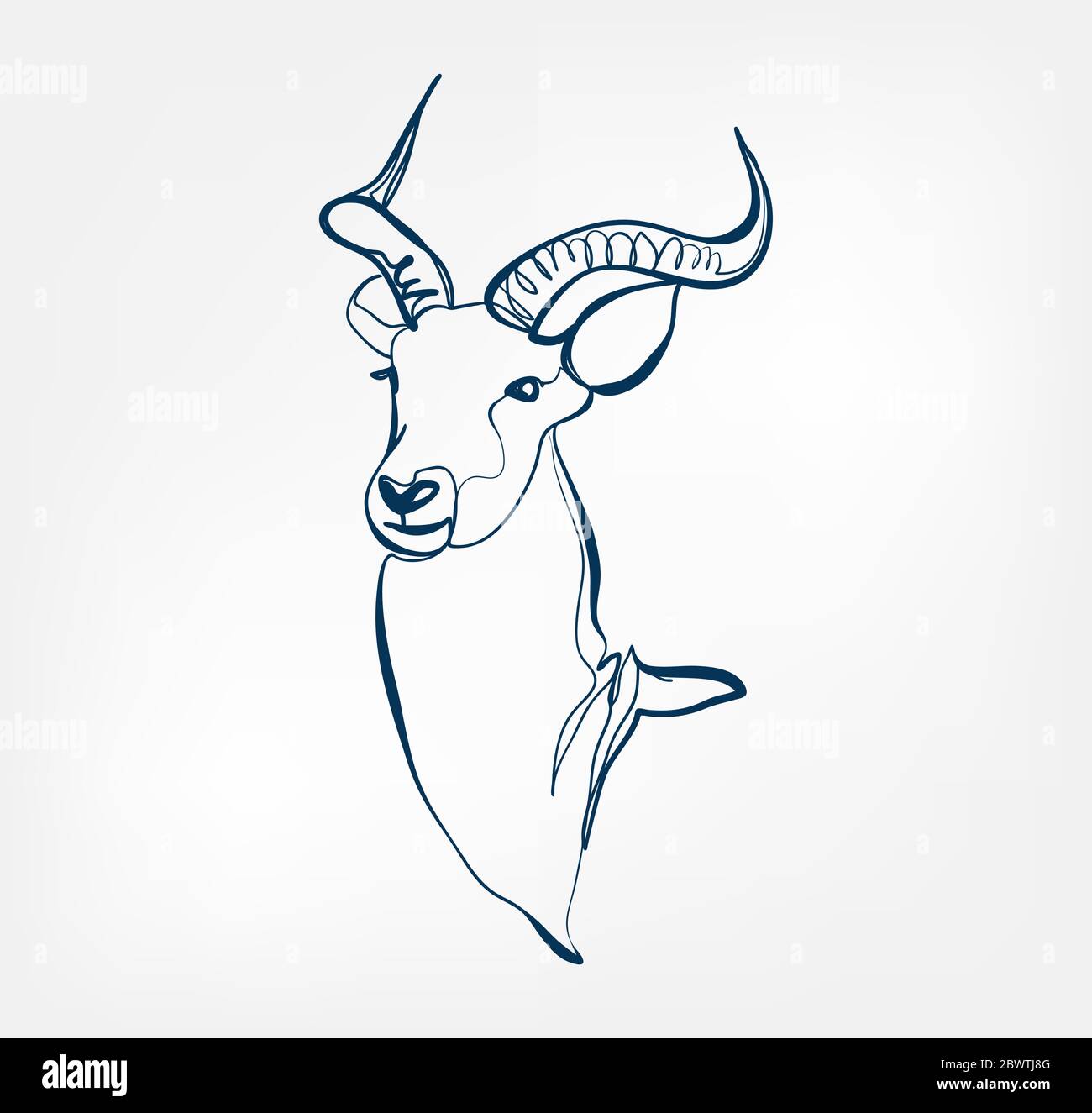antelope vector animal wild one line Stock Vector