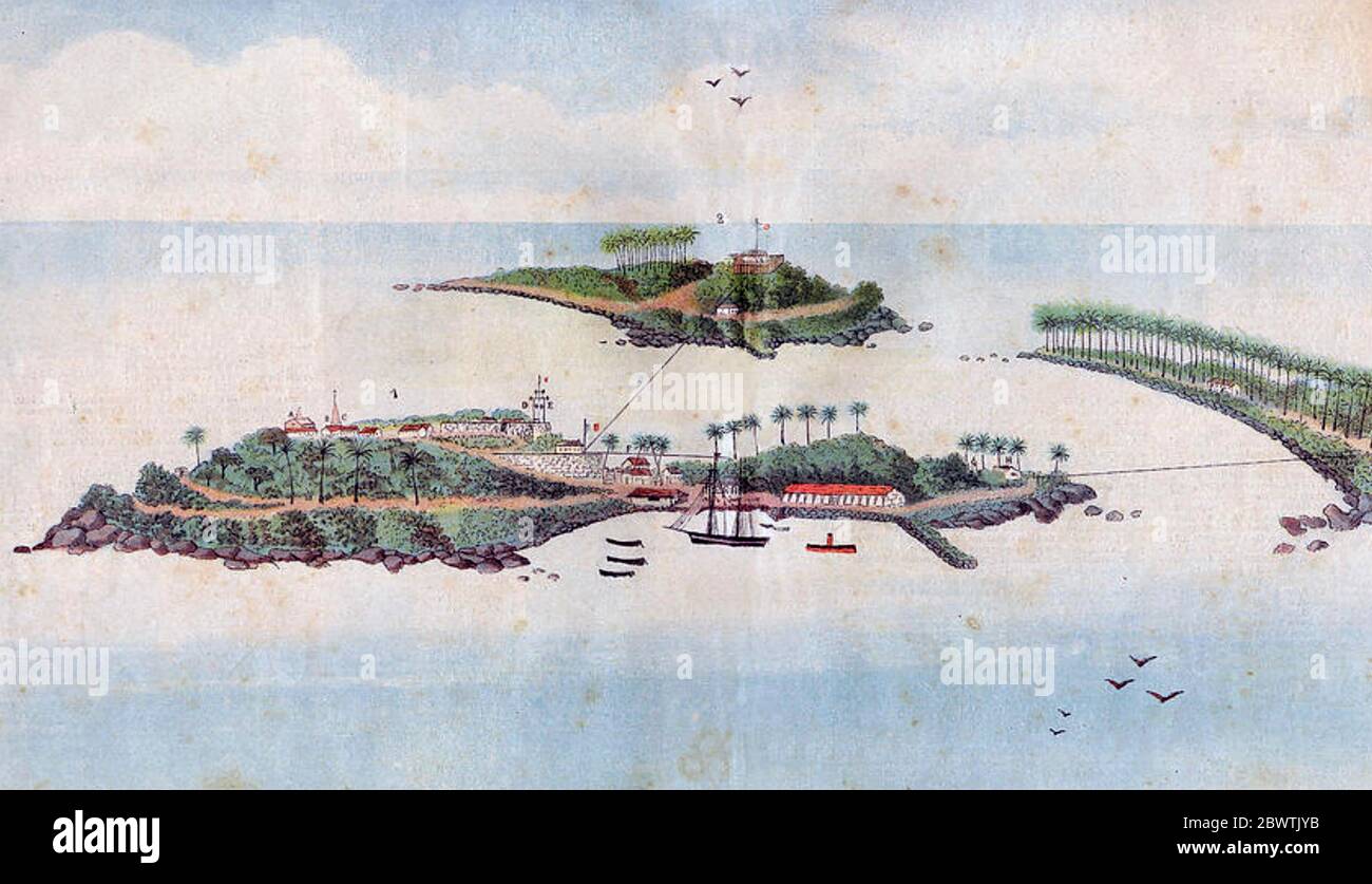DEVIL'S ISLAND off French  Guiana  in an1898 illustration Stock Photo