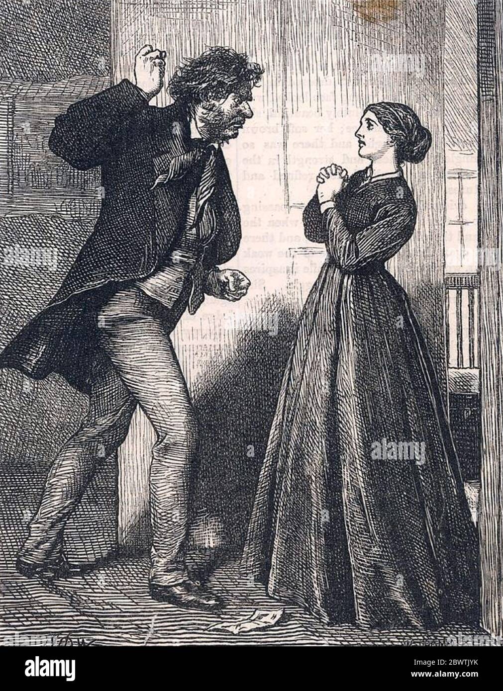 DOMESTIC VIOLENCE as portrayed for a 19th century novel Stock Photo