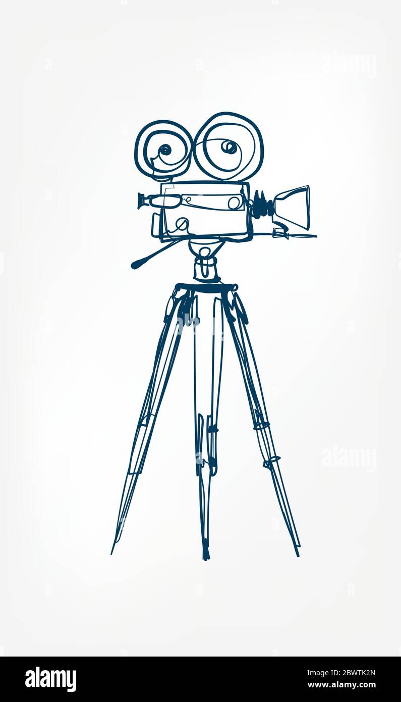 camera vector sketch illustration film line Stock Vector