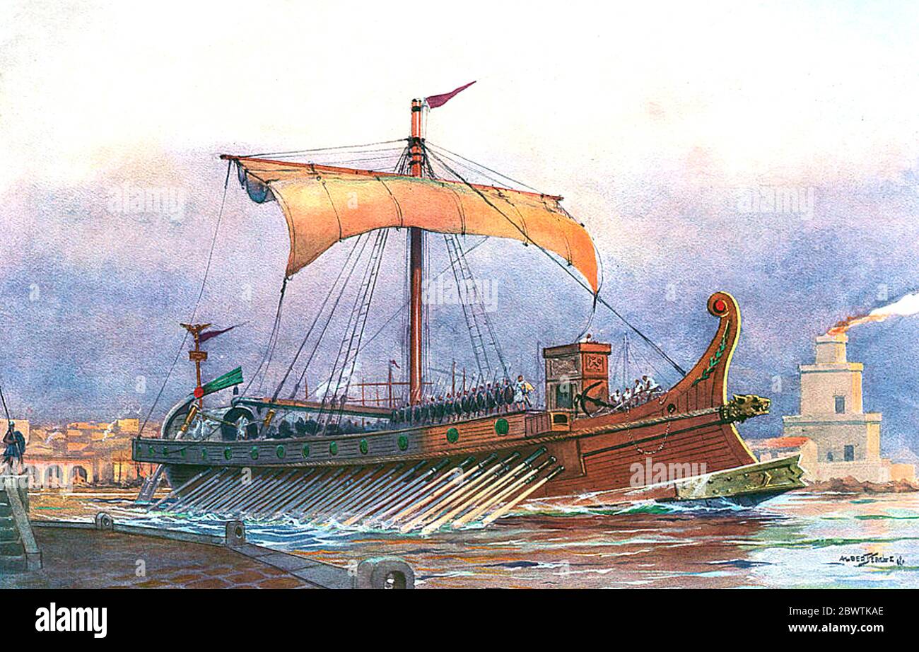 ROMAN TRIREME Stock Photo