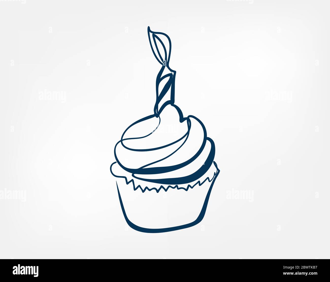 One cupcake isolated Stock Vector Images - Alamy