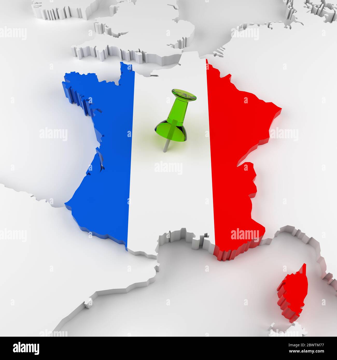 France Map with Flag. 3D Rendering Stock Photo - Alamy