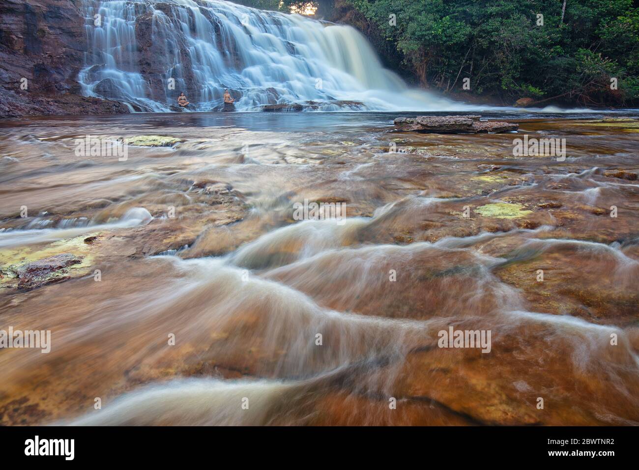 Sunset at the Iracema Waterfall, Presidente Figueiredo, Amazon region, Brazil Stock Photo