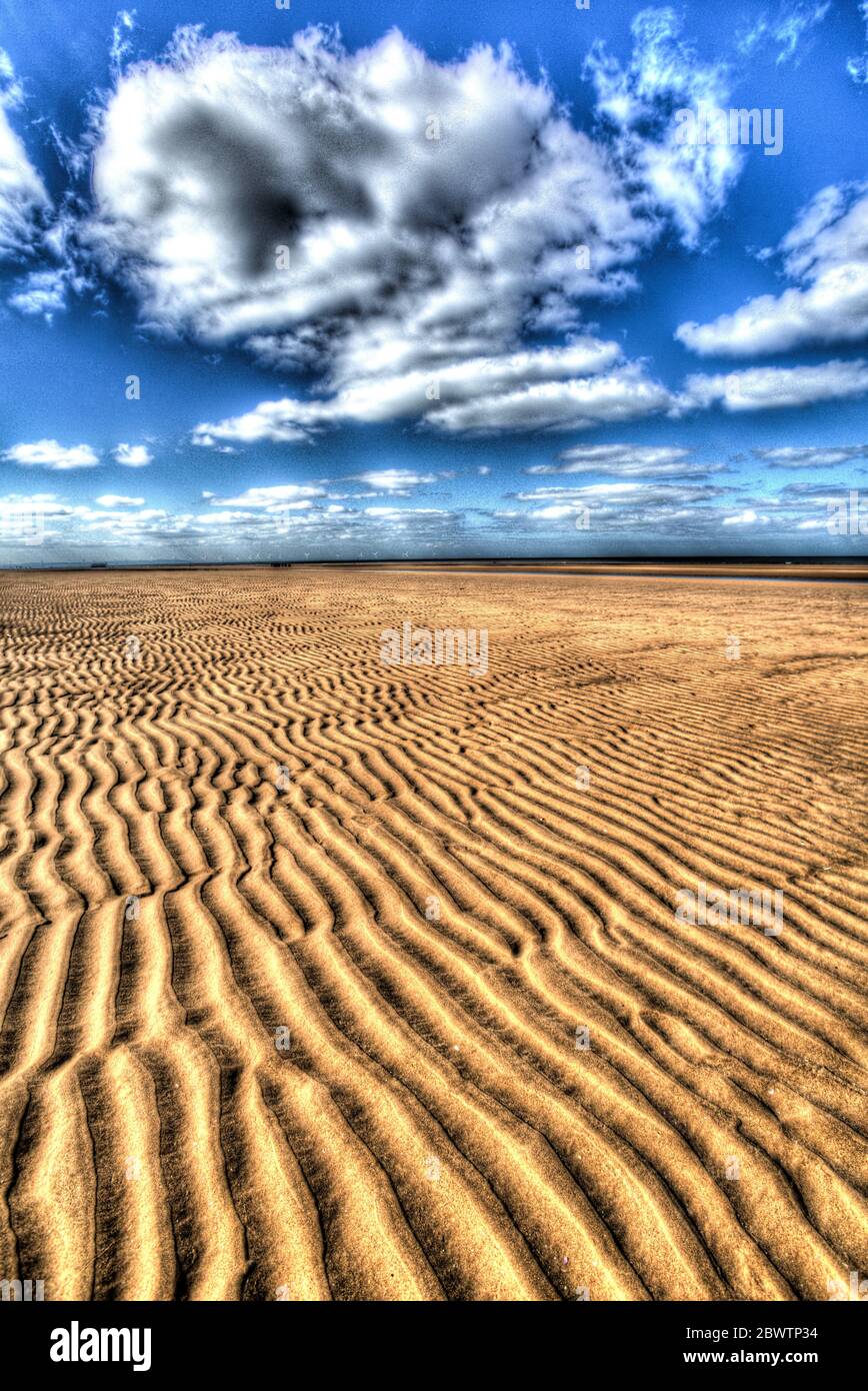 Town of Formby, England. Artistic view of Formby Beach at Low Tide. Stock Photo