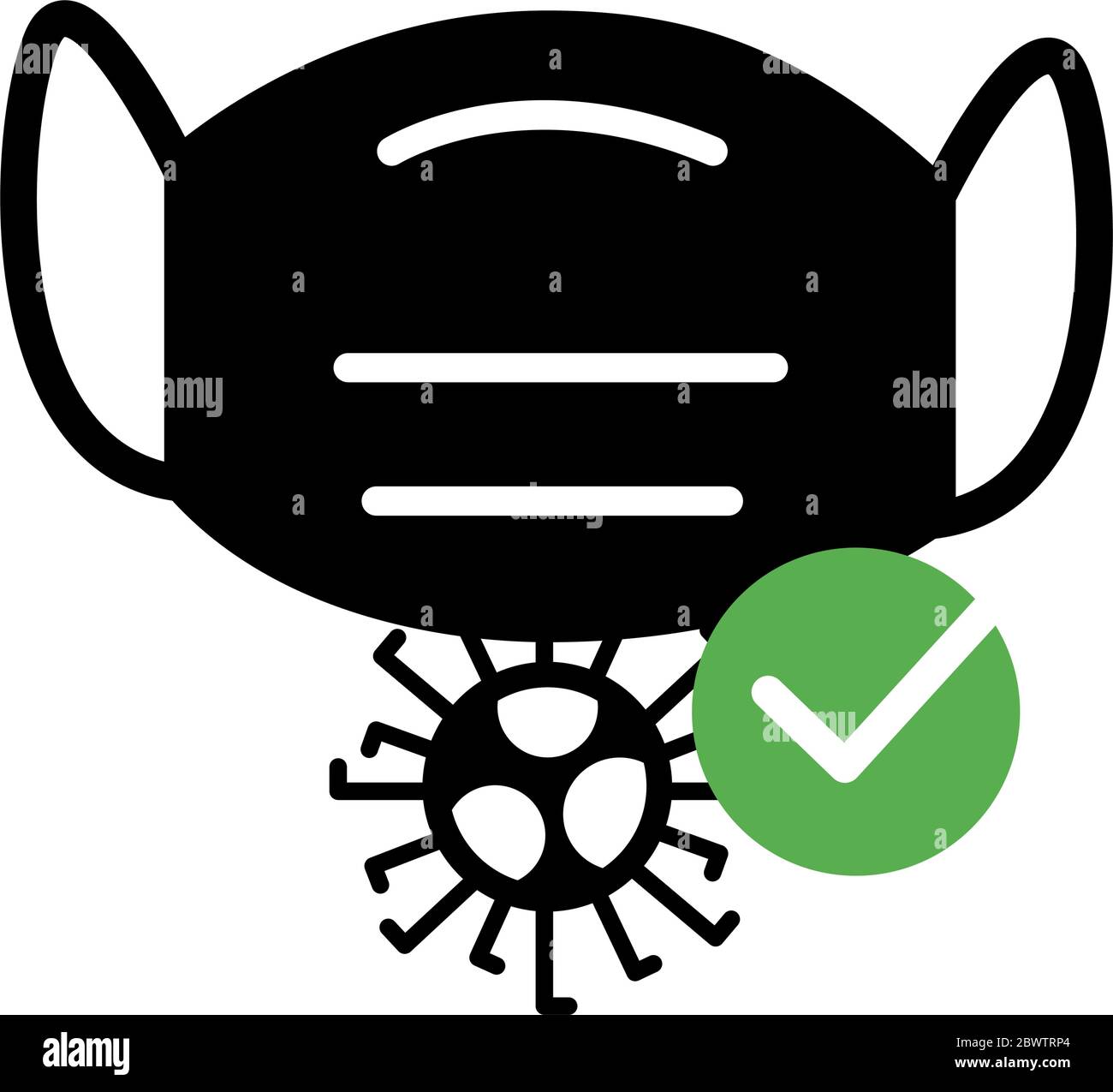 face mask accessory with covid19 particle silhouette style Stock Vector ...