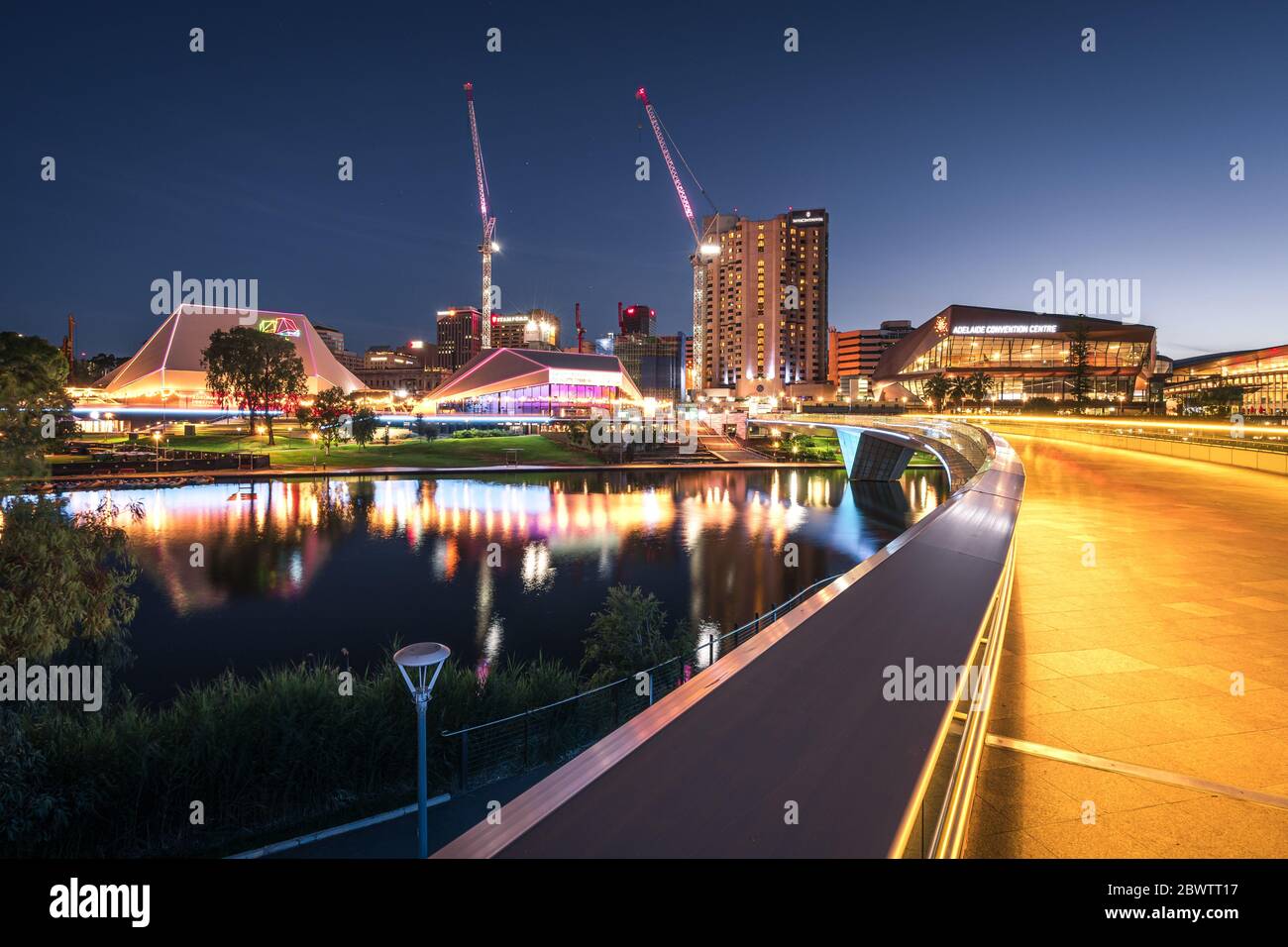 Adelaide City at Night. The River Torrens in Adelaide Stock Photo Alamy