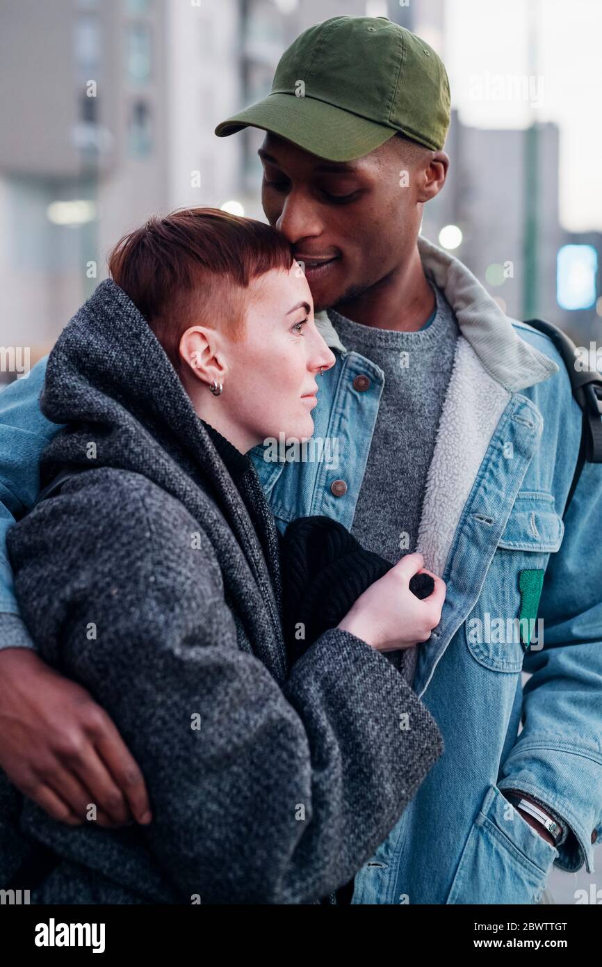 Affectionate young couple in the city Stock Photo