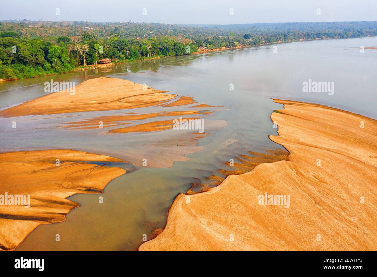 Central African Republic, Aerial view of Dzanga river Stock Photo