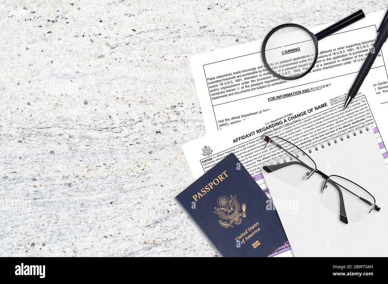 Department of State form DS60 Affidavit Regarding a change of name lies