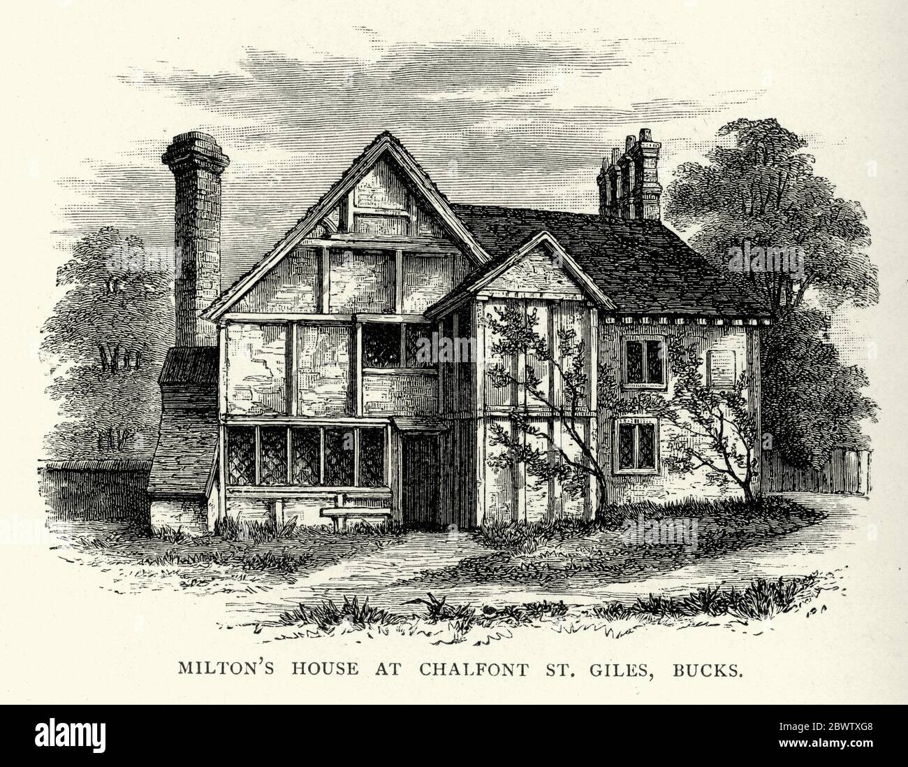 Milton's Cottage is a timber-framed 16th-century building, John Milton's house at Chalfont St Giles, Buckinghamshire Stock Photo