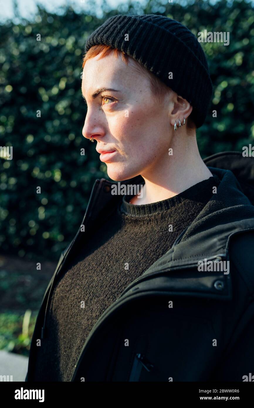 Portrait of redheaded young woman outdoors Stock Photo - Alamy