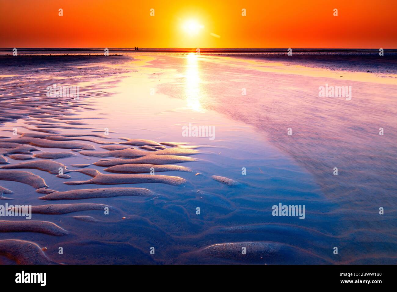 Sunset on the dunes of the Atlantic sea in Jericoacoara, Brazil Stock Photo