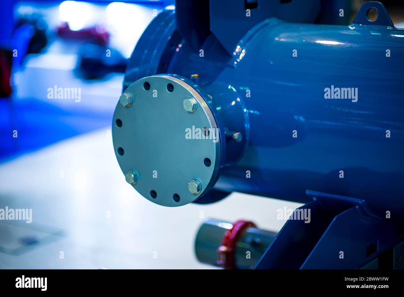 Industrial stainless steel piping connected by special nuts. Cooling