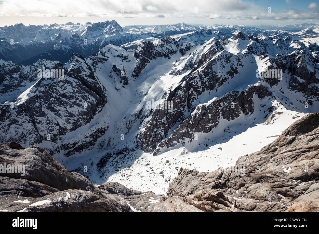 Italy, Trentino, Scenic view from summit of Marmolada mountain Stock Photo