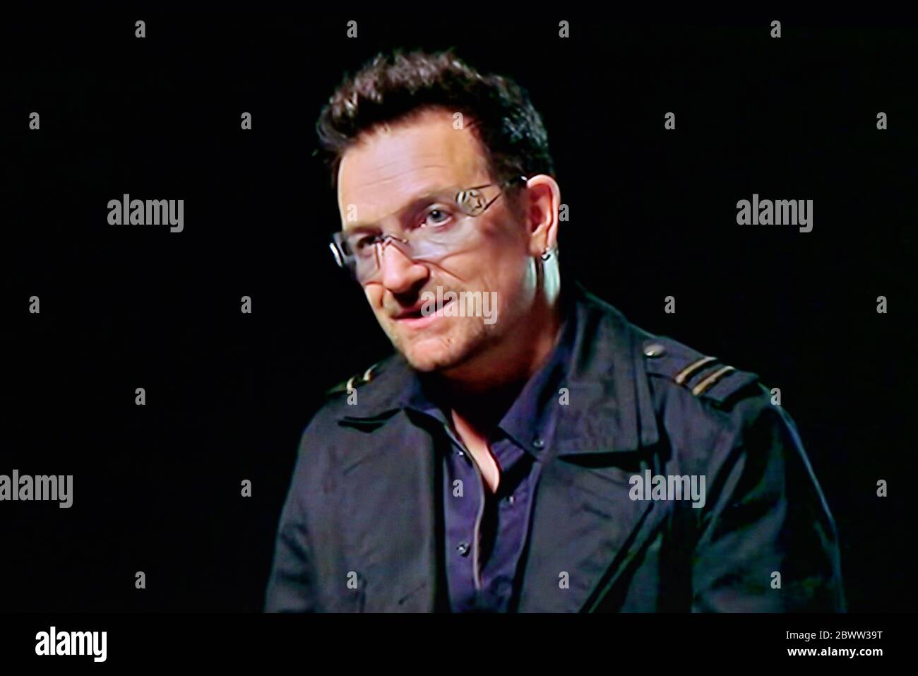 Bono lead vocalist and primary lyricist and frontman of rock band U2 Stock Photo