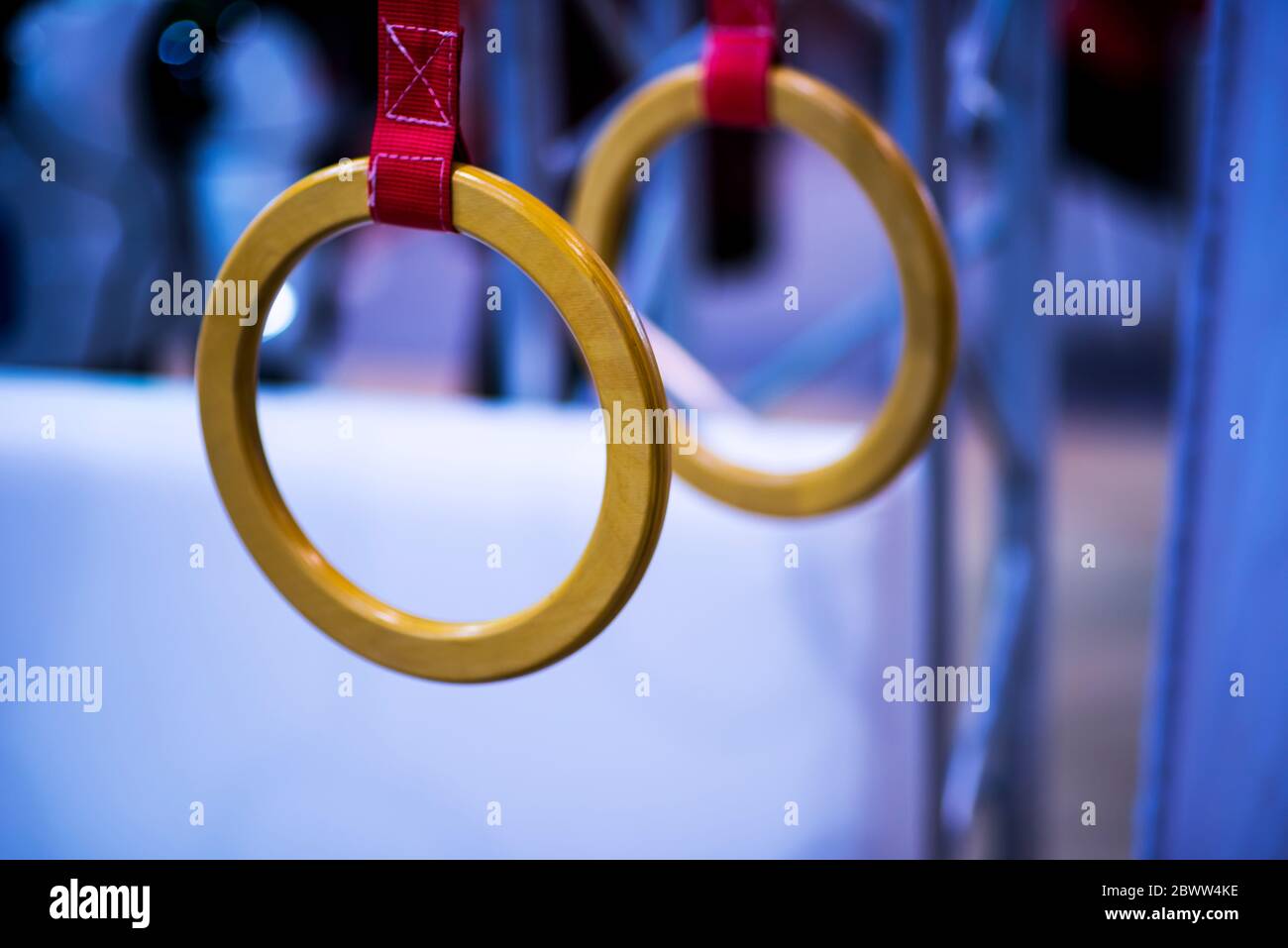 gymnastic apparatus, parallel rings, sport concept. Stock Photo