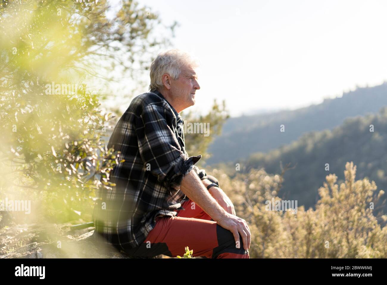 Senior man enjoying nature Stock Photo