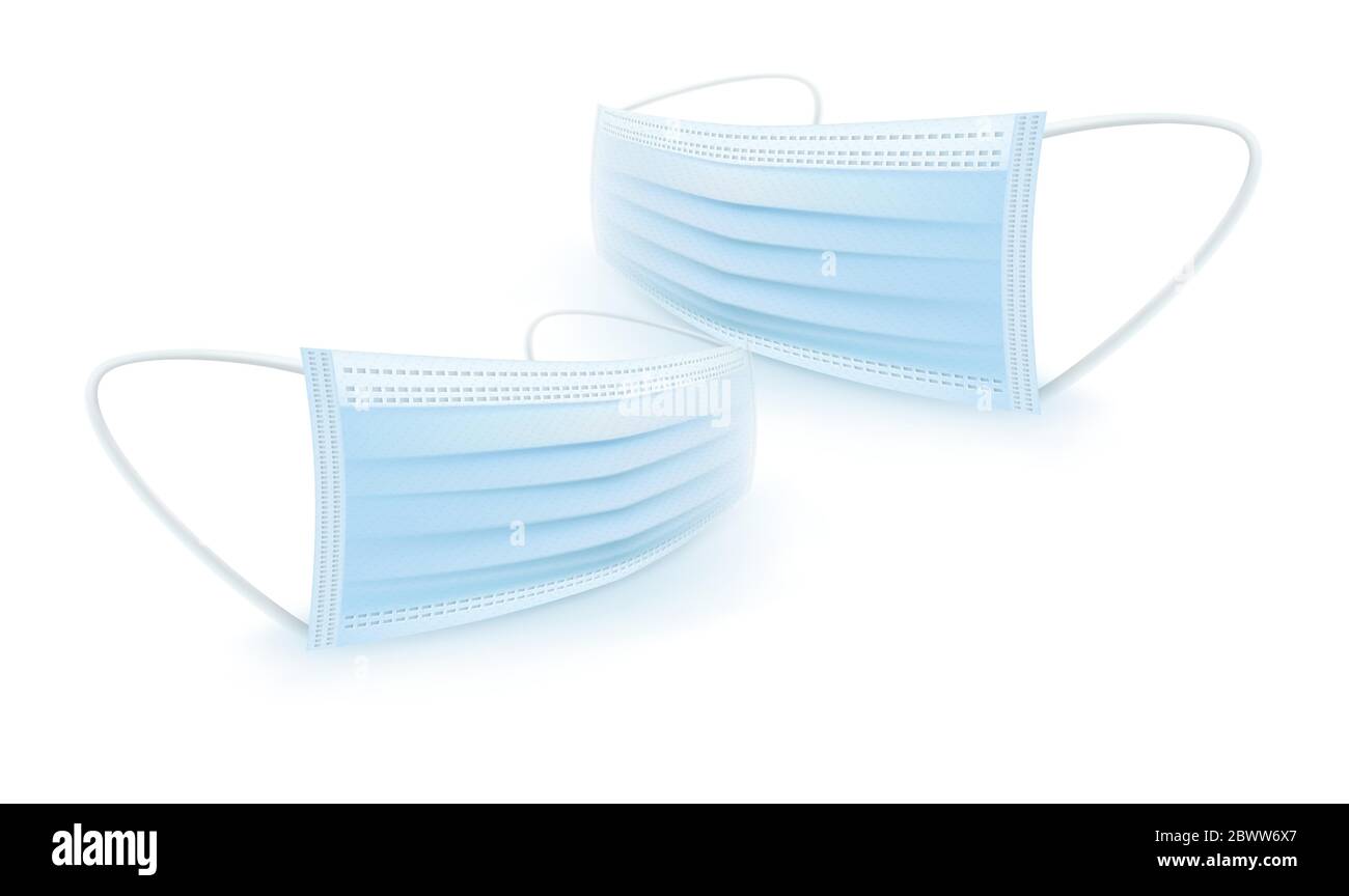 Three Mask Vector illustration of a realistic three layer face mask pair Stock Vector ...