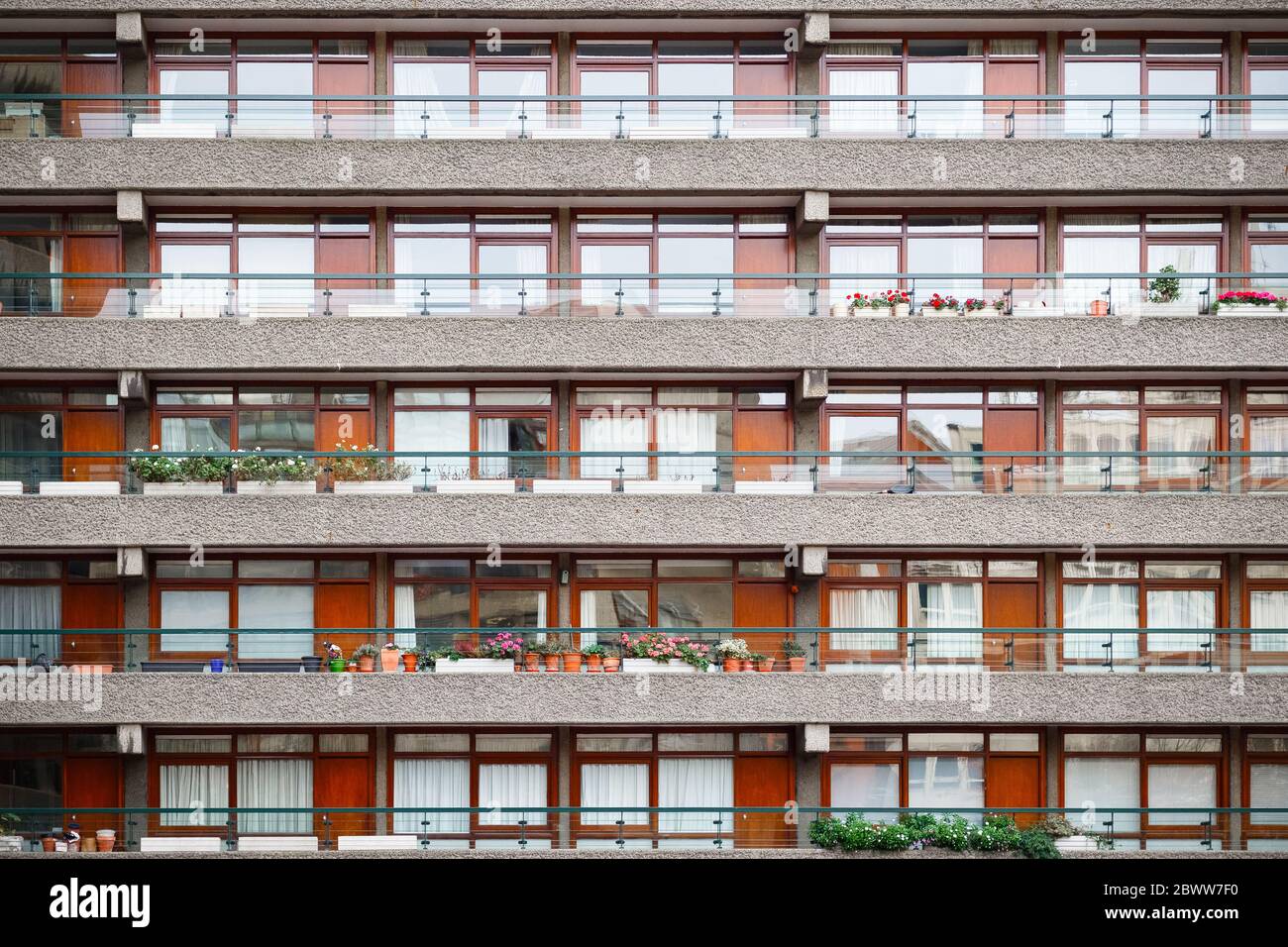 Facade of Barbican Estate, a residential block in London, UK Stock Photo