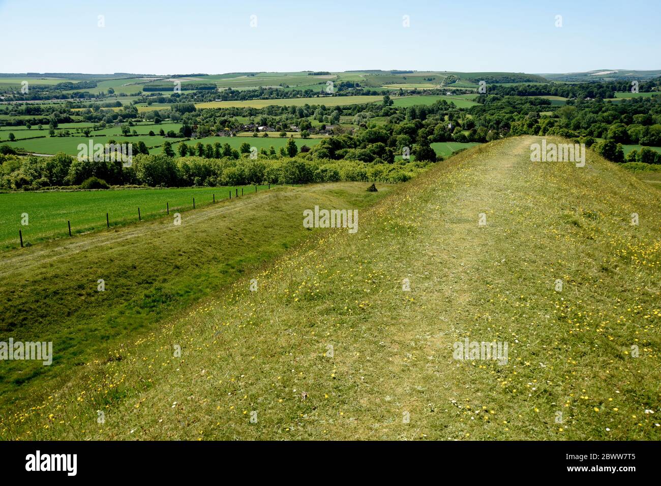 Scratchbury Camp, Iron Age Hill Fort, Scratchbury Hill, Wiltshire, UK Stock Photo