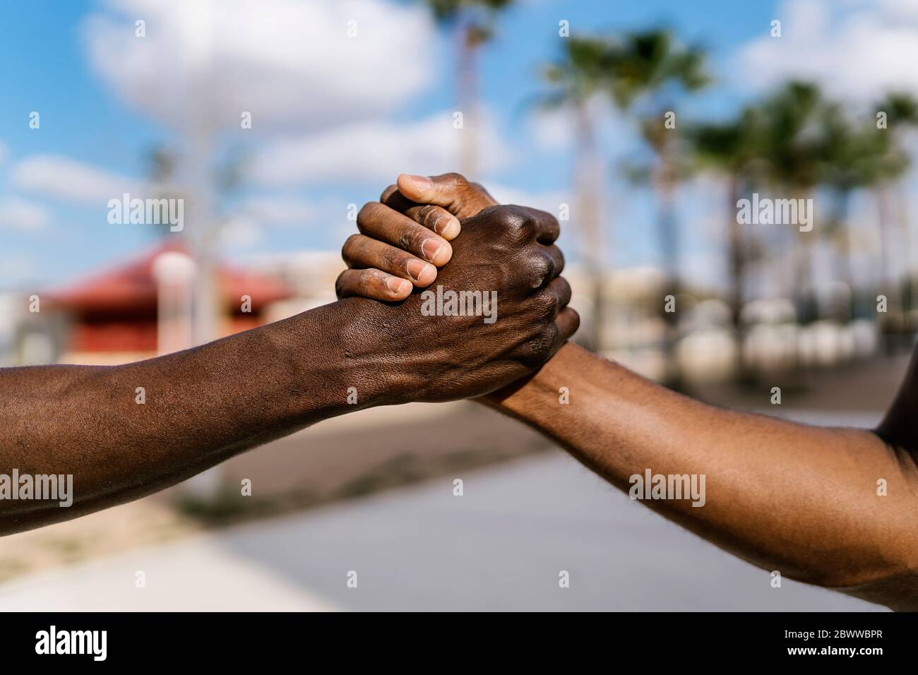 Shaking hands sports field hires stock photography and images Alamy