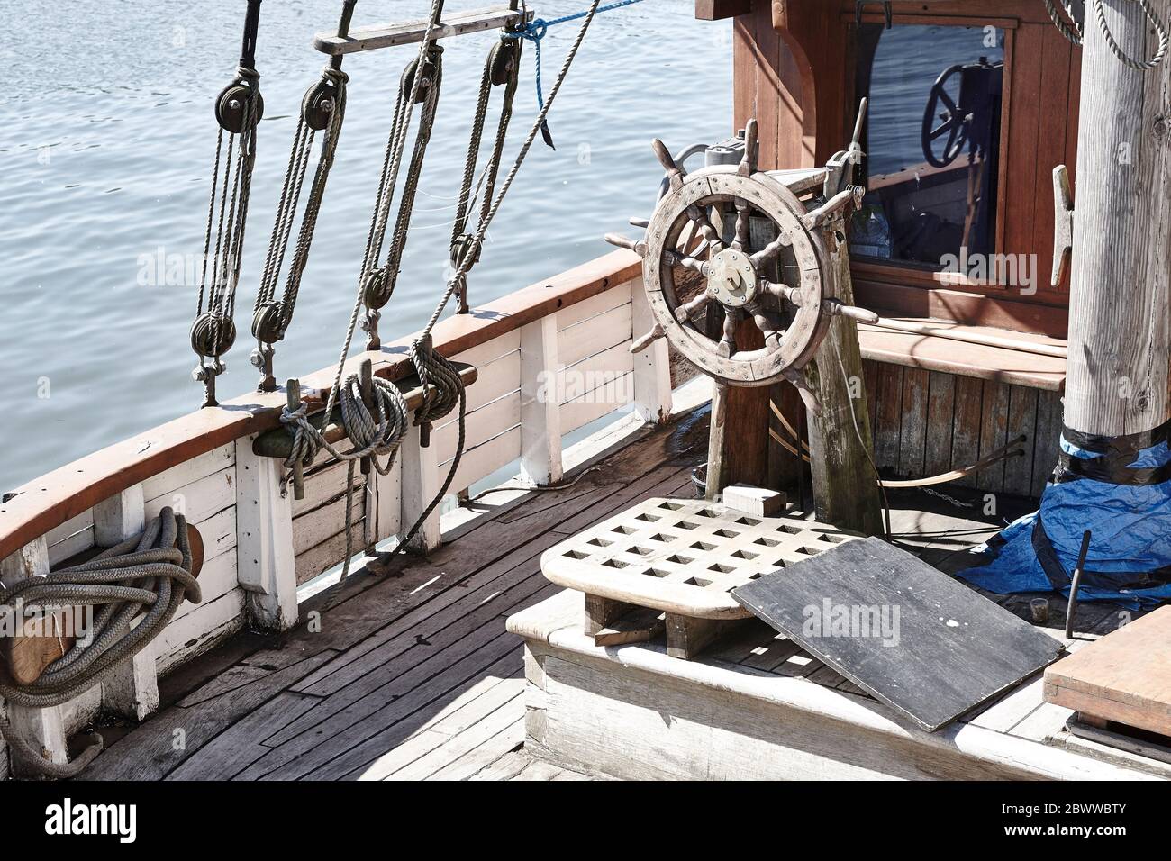 Ships Wheel on the Deck in Bristol, England UK Stock Photo Alamy