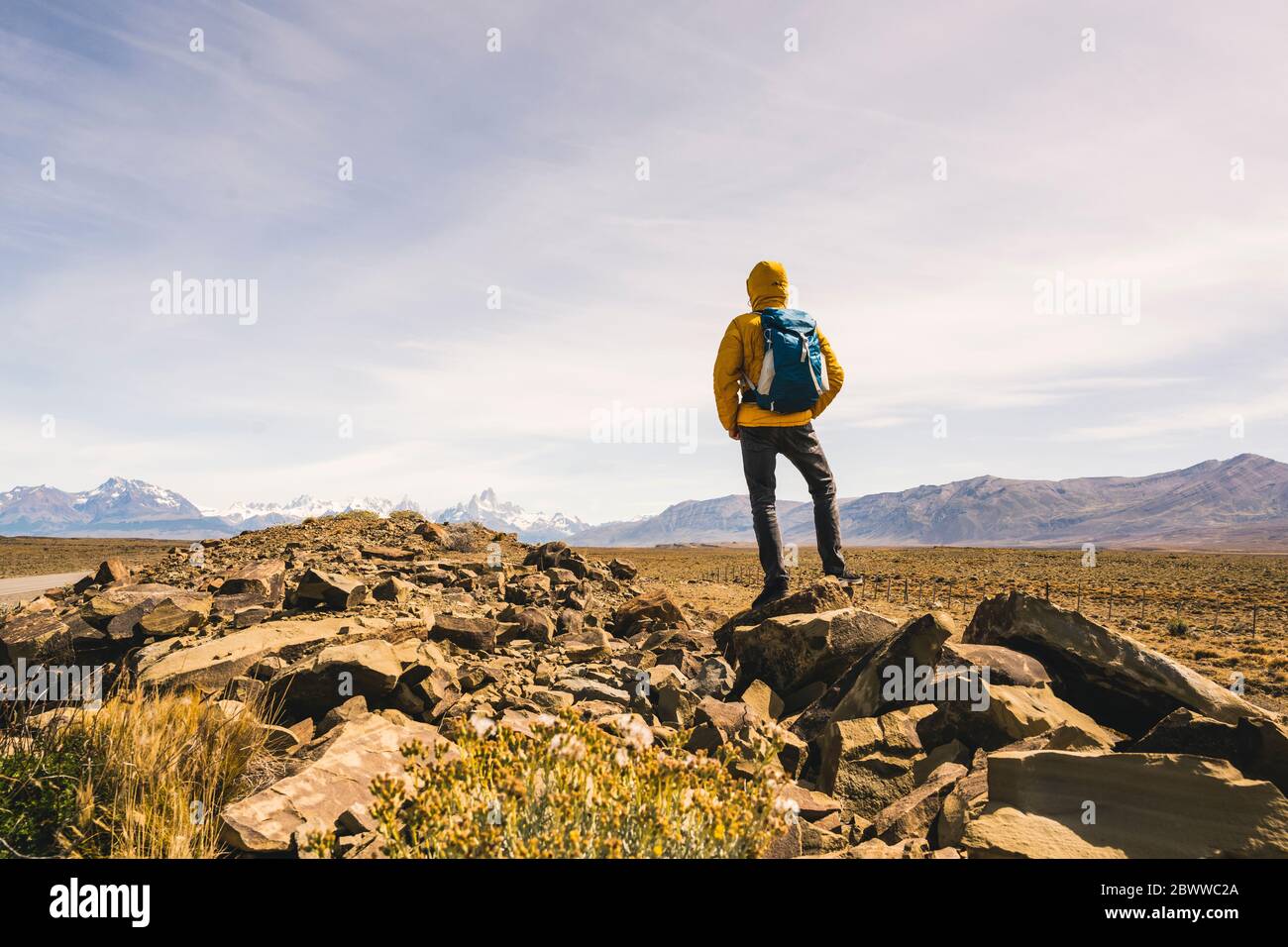 Hiker in remote landscape in Patagonia, Argentina Stock Photo Alamy