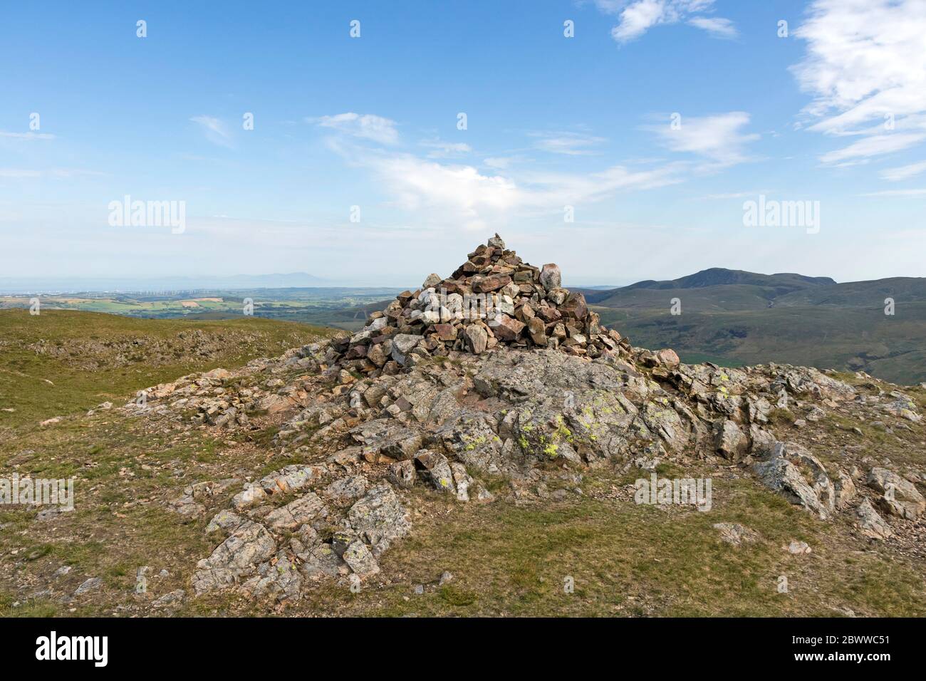 The Summit of Crag Fell and the View North Towards the Solway Firth, Ennderdale, Lake District, Cumbria, UK Stock Photo