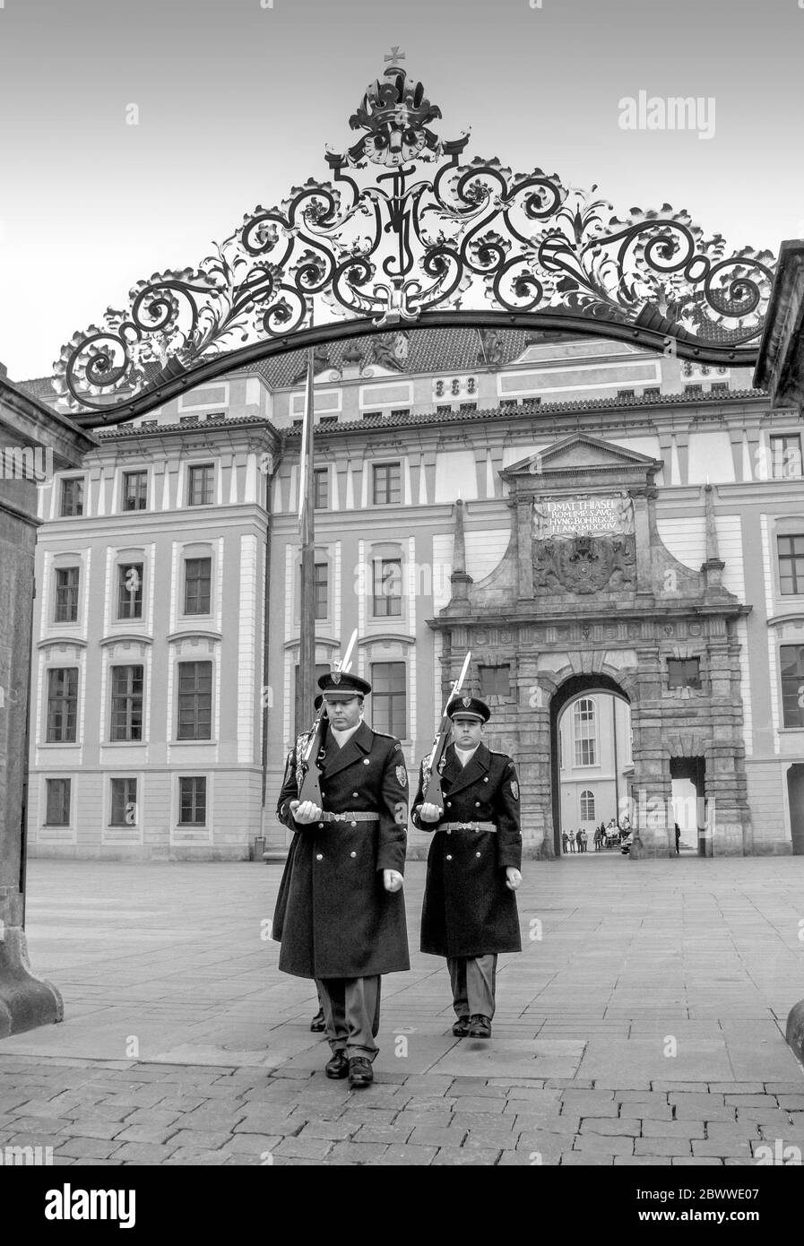 Prague Castle - Pra?sk? Hrad protected by the Prague Castle Guard an Armed Force of the Czech Republic. The castle is official office of the President Stock Photo