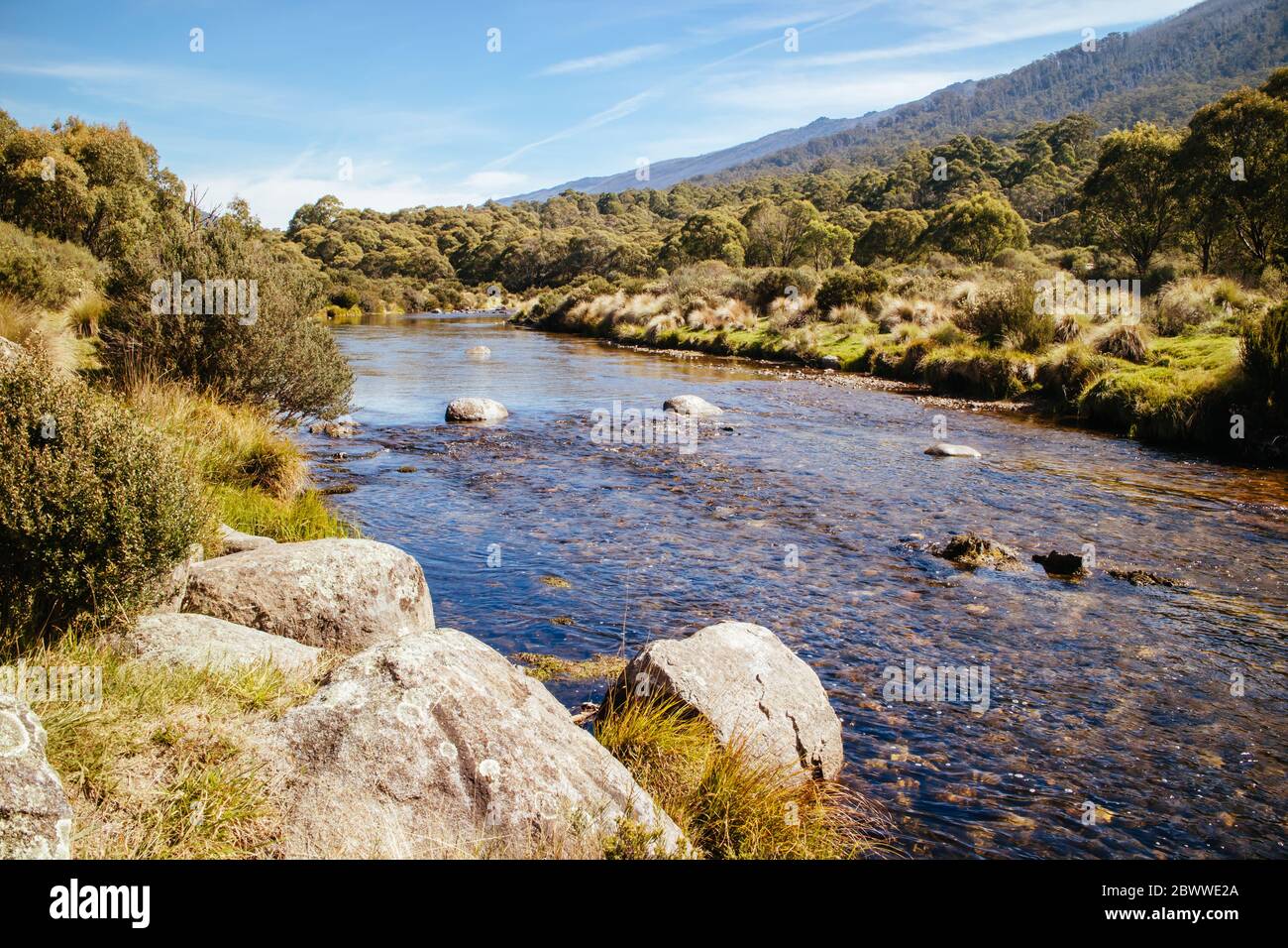 Lake Crackenback Walking and Biking Trails Stock Photo