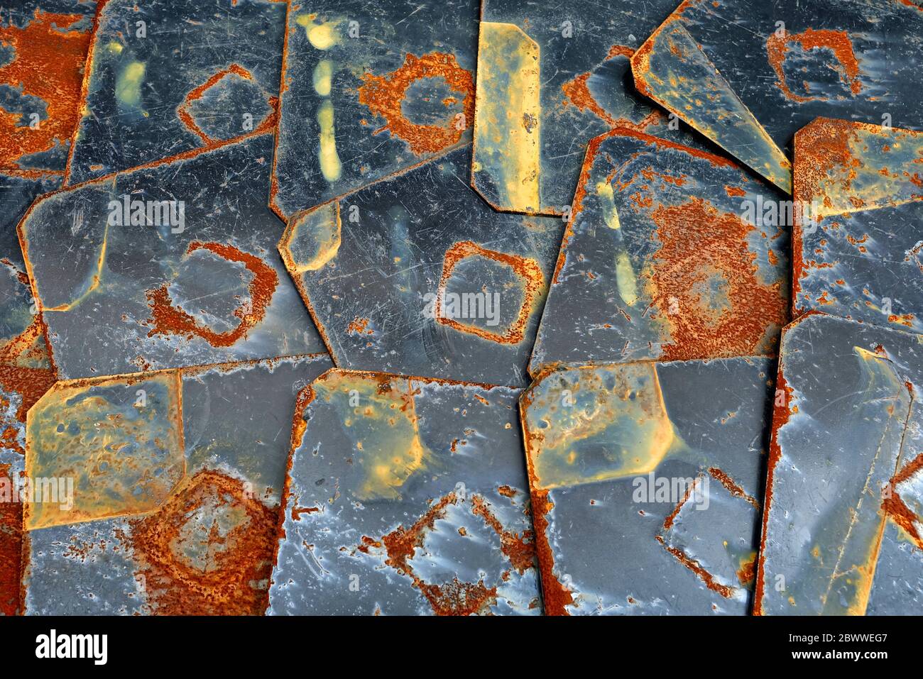 Closed up Rusty Plates Background. Stock Photo