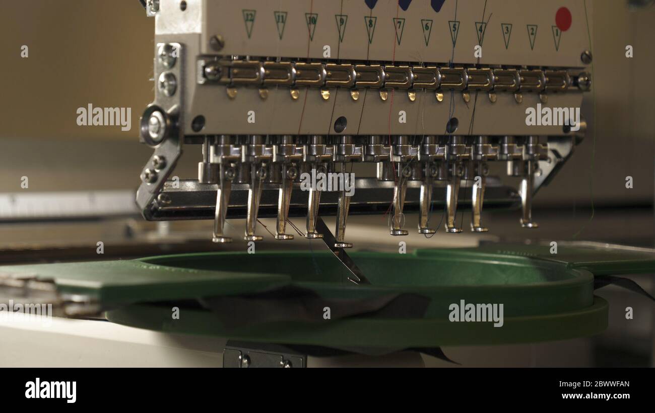 Industrial garment factory, an automatic sewing machine sews various