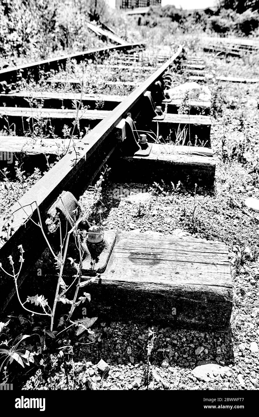 Old Railway Tracks Leading to a Disused Victorian Warehouse in Bristol