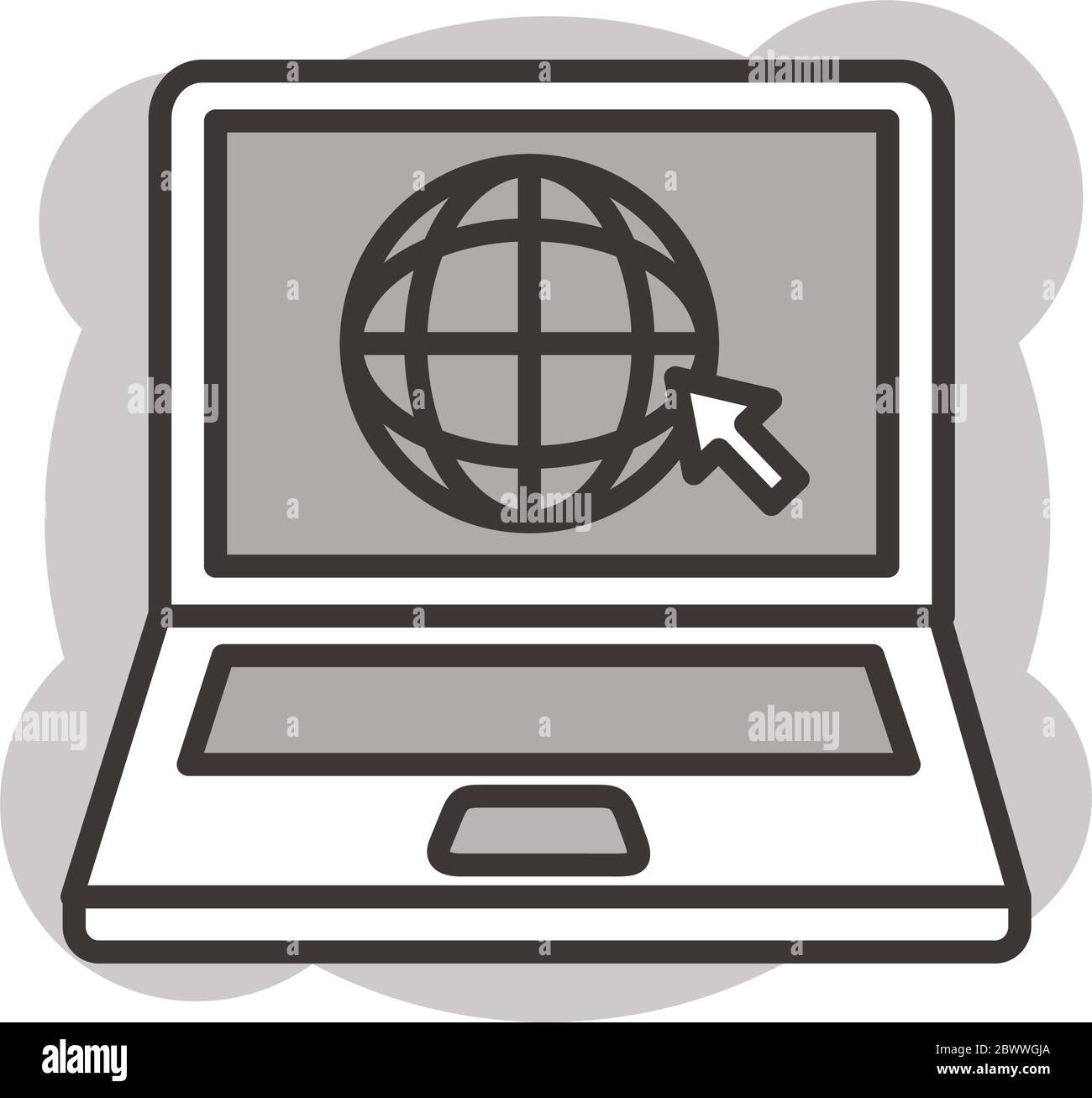laptop with sphere browser line style Stock Vector
