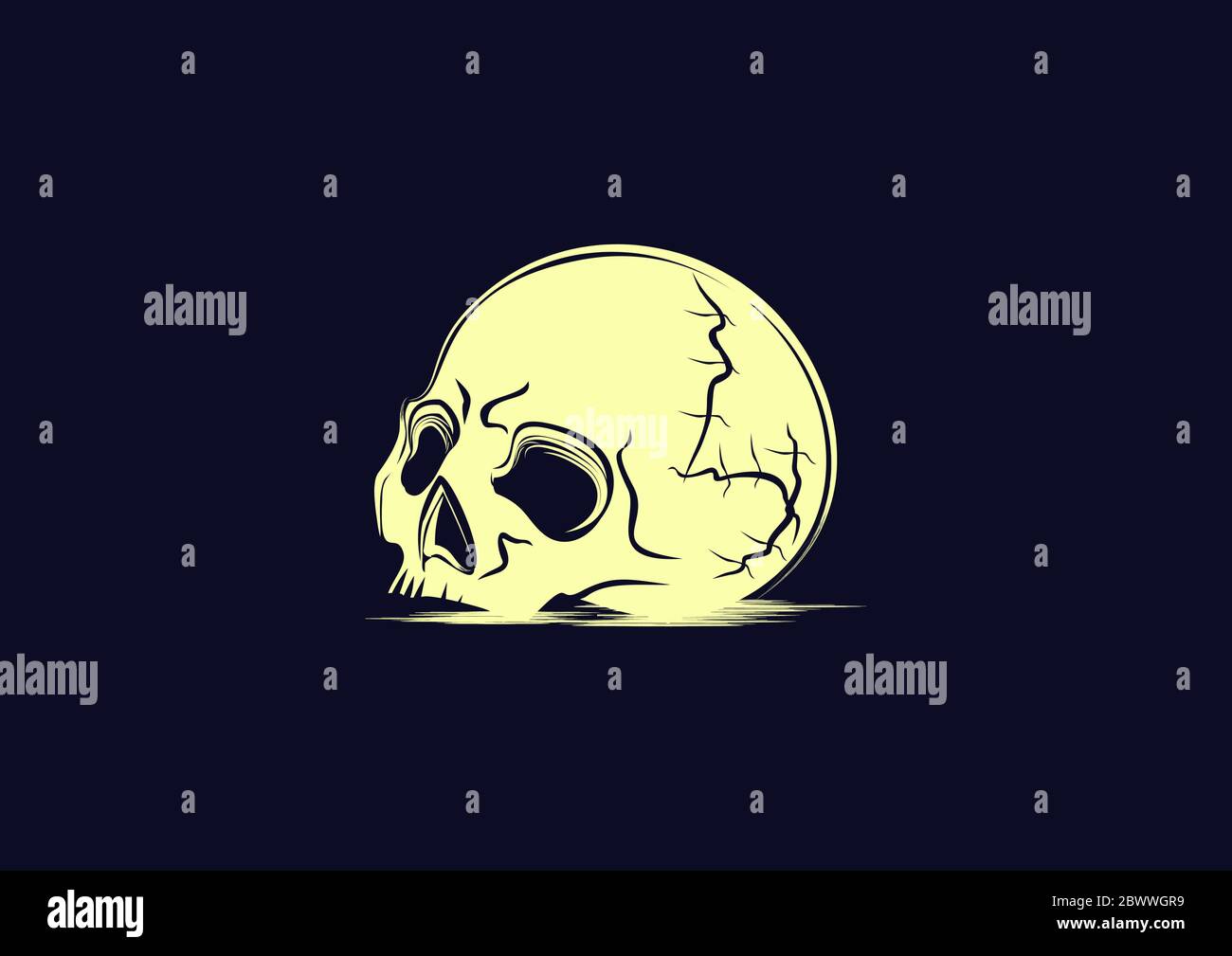 skull on a blue navy background in vector illustration Stock Vector ...