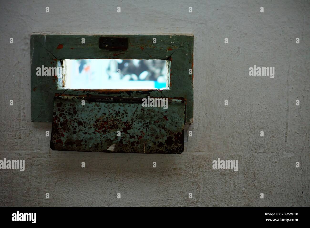 Old Peephole of Jail Room. Stock Photo
