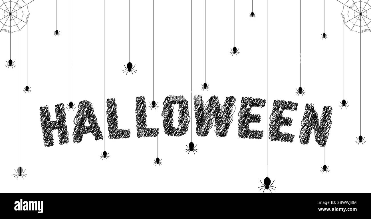 sketch text with spider like happy halloween Stock Vector Image & Art ...