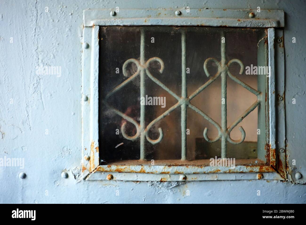 Old Peephole of Jail Room. Stock Photo