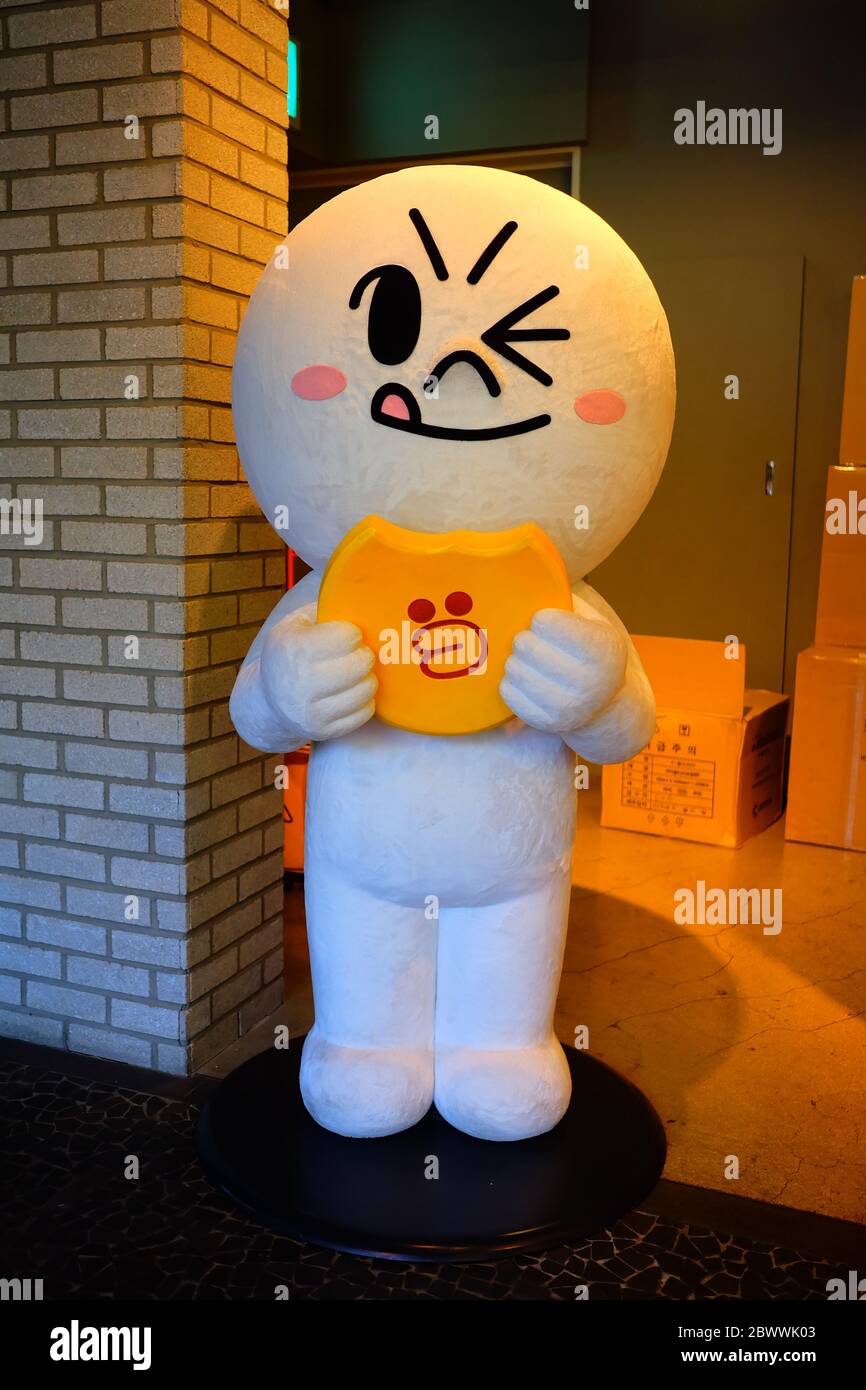 SEOUL, SOUTH KOREA - DECEMBER 30, 2018: Moon, Moon is famous LINE friends characters. It's launched in 2011. Stock Photo