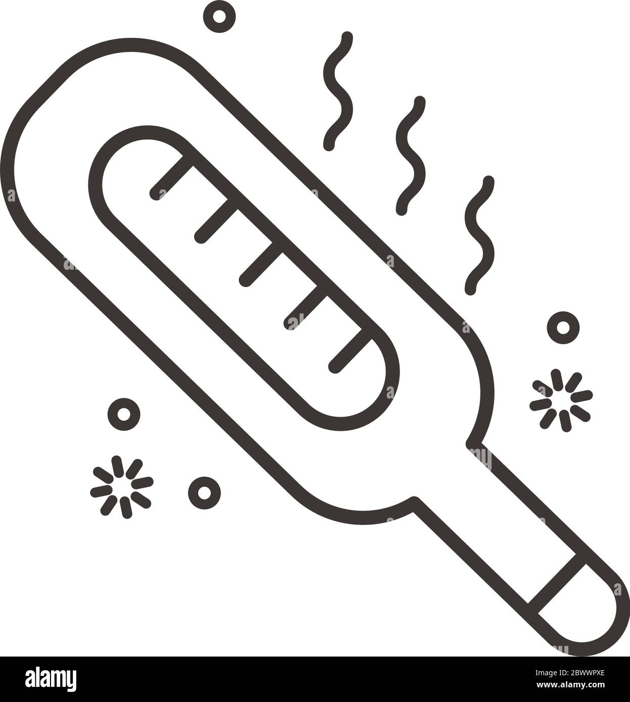 thermometer temperature measure with covid19 line style Stock Vector ...