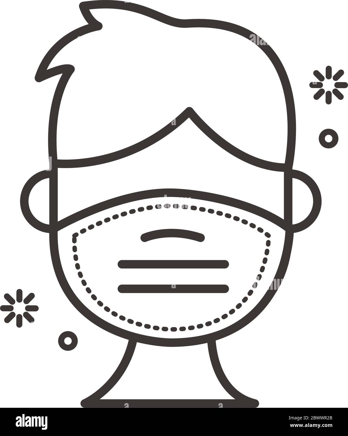 man using face mask line style icon Stock Vector