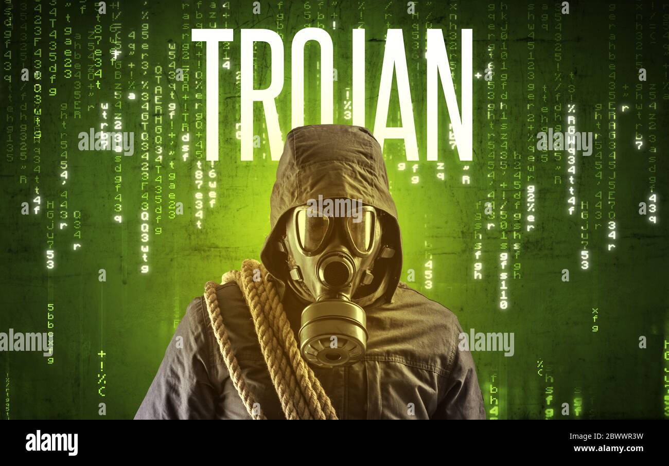 Faceless hacker with TROJAN inscription, hacking concept Stock Photo ...