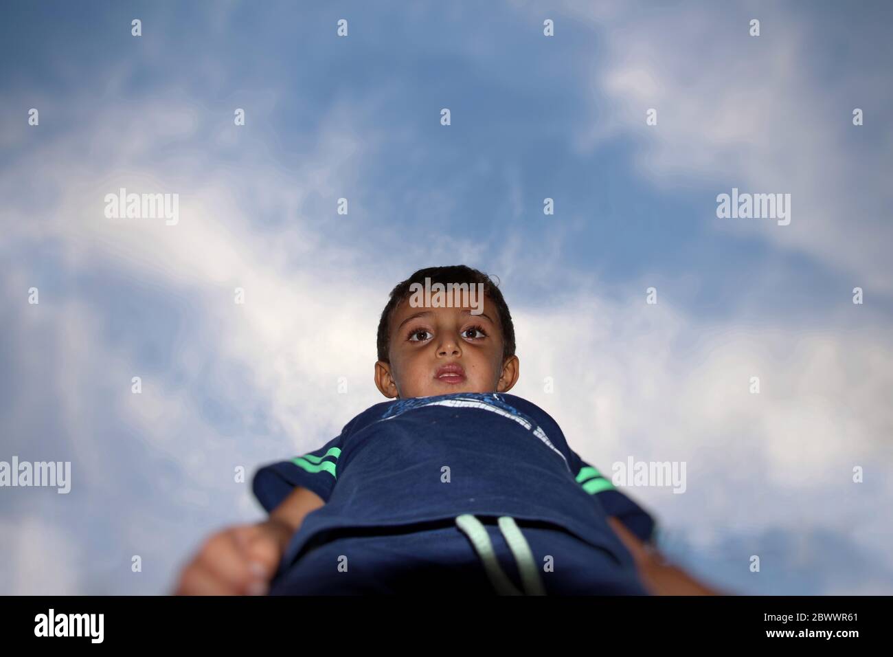 Worm's eye view of a child Stock Photo Alamy