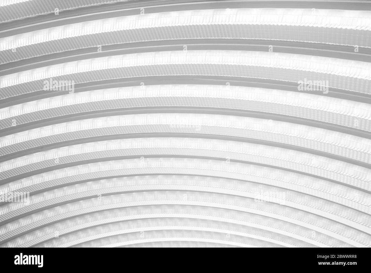 White Aluminium Curved Roof Texture Background. Stock Photo