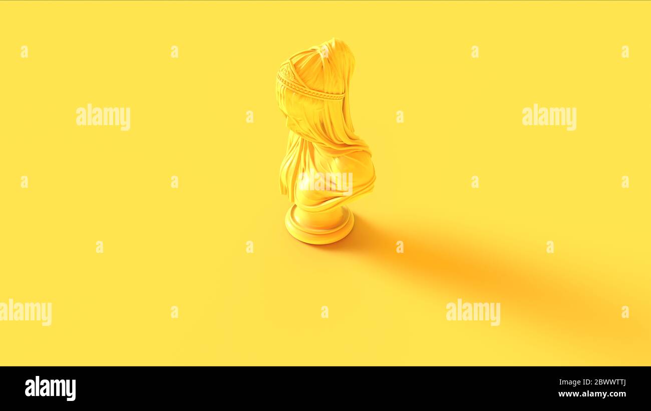 Yellow Woman Bust Sculpture with Drapery 3d illustration 3d render