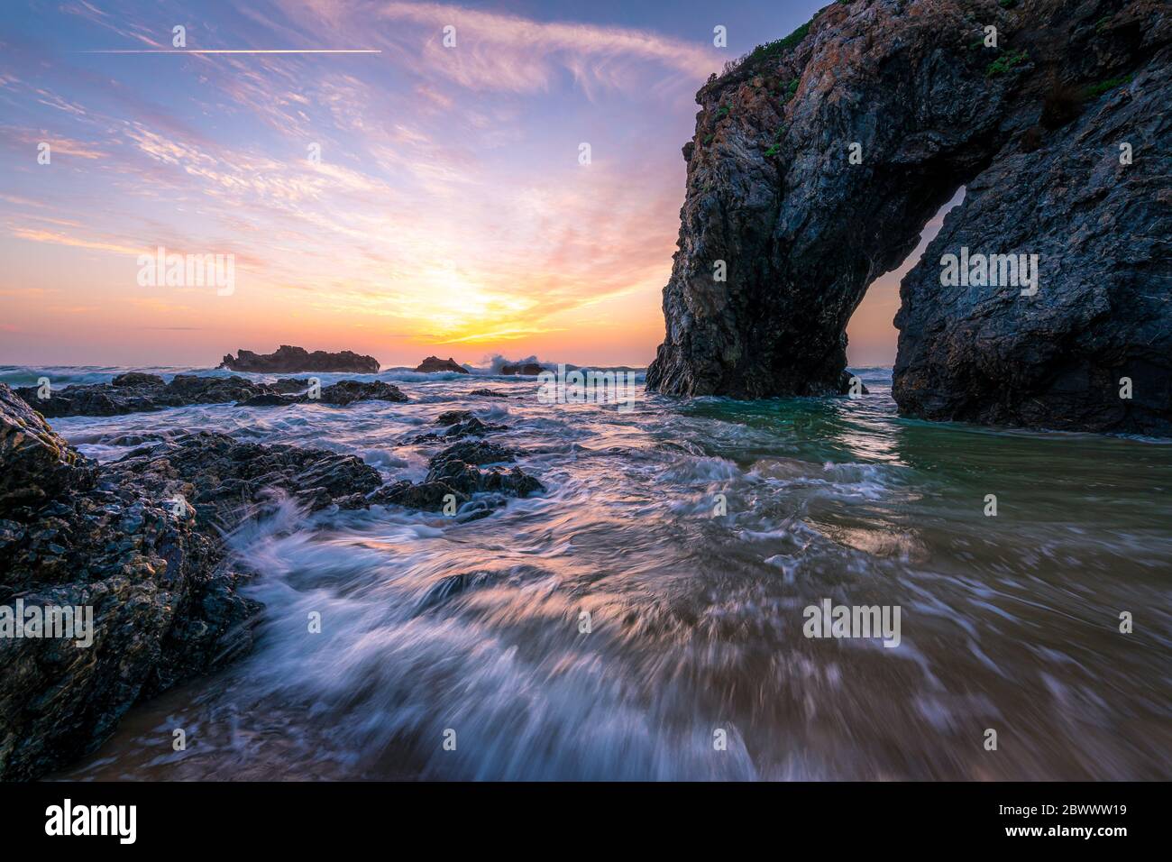 Sunrise at Horse Head Rock, Bermagui, New South Wales, Australia Stock