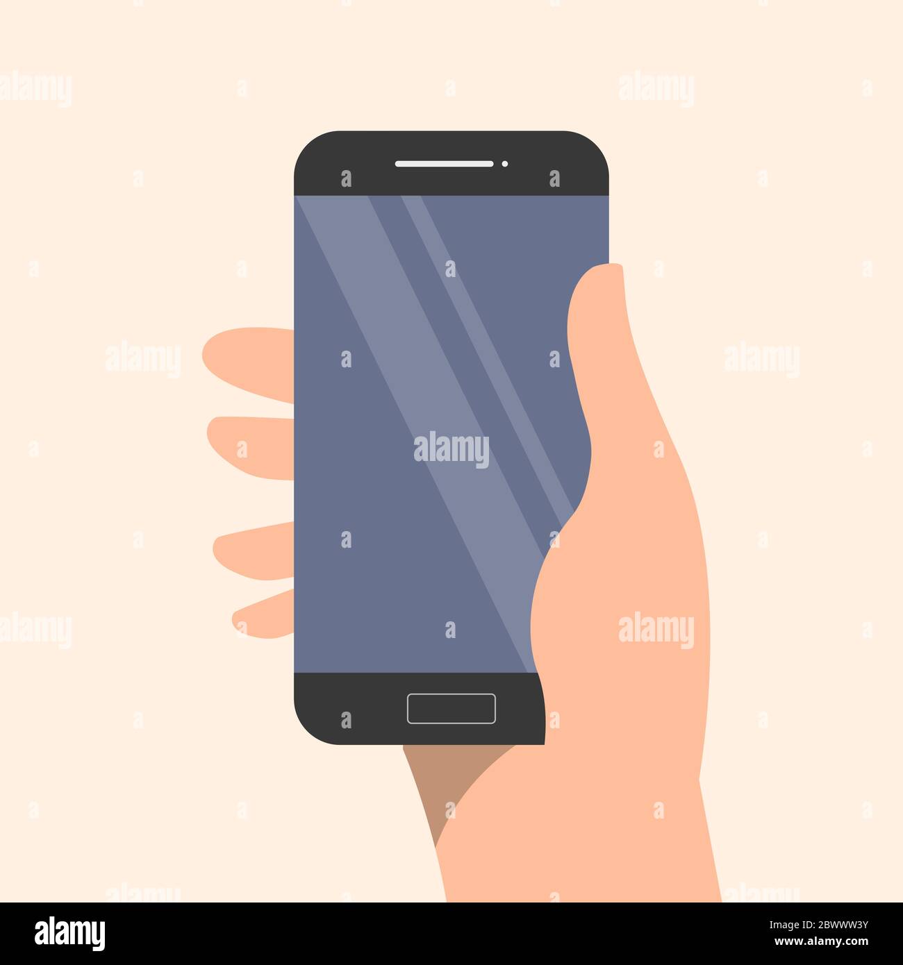 Mans hand holds the phone on a Stock Vector