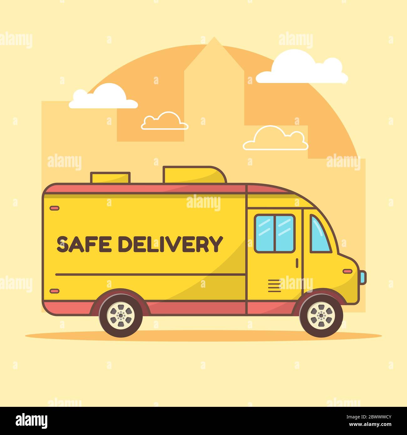 Deliver truck flat style vector stock illustration Stock Vector