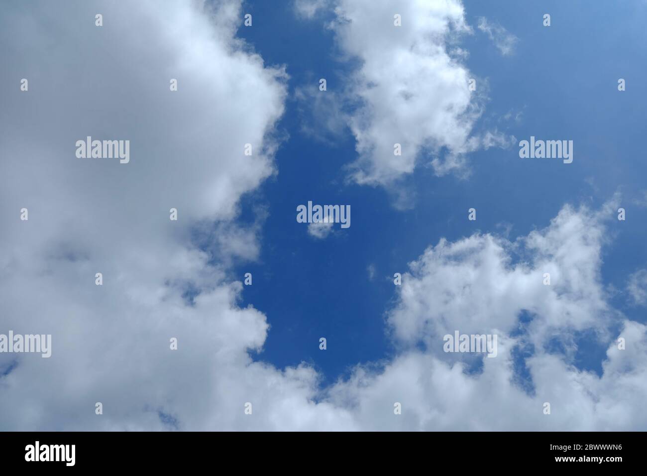 White Clouds with Beautiful Blue Sky Background. Stock Photo